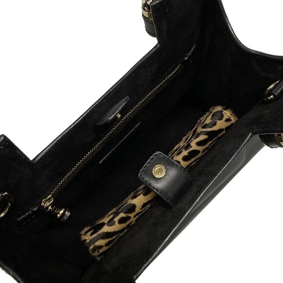 Auth BVLGARI Serpenti Scaglie Black Light Brown Multi Leather Unborn Calf - Picture 15 of 16